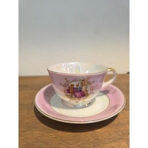 VTG Iridescent Pink Lavender Limoges Teacup Saucer ChicCottagecore Parisian Rare